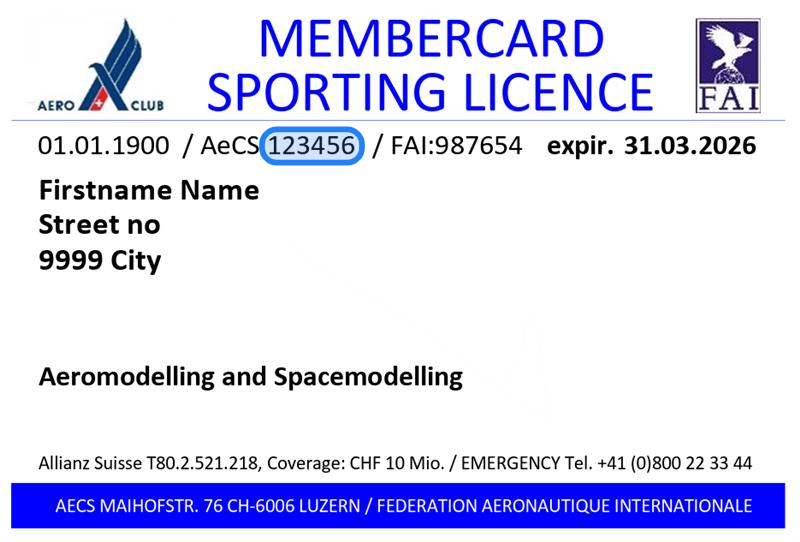 Beispiel einer AeCS Membercard